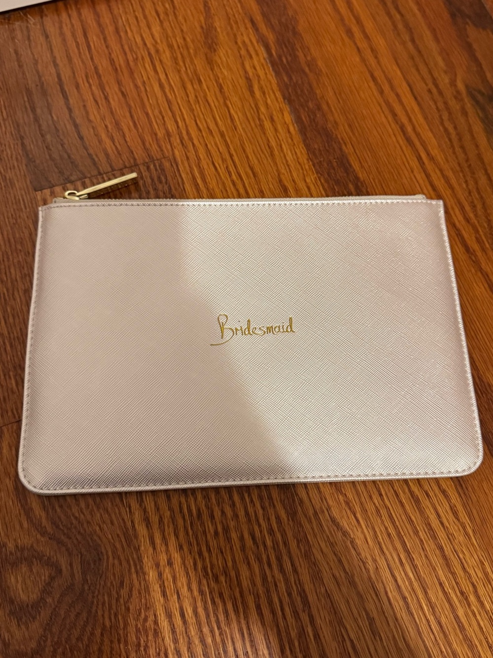 Bridesmaid Metallic Ivory Zipper Pouch